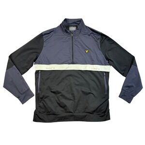 Lyle & Scott Mens XXL Quarter Zip Pullover Black Blue Coordinate JK1266SP Top